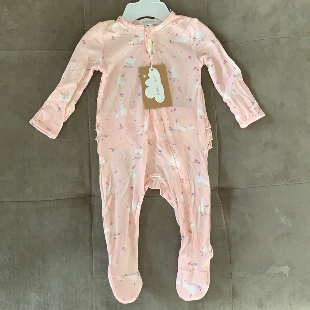 Angel dear 0-3 bunnies onesie footie pink
